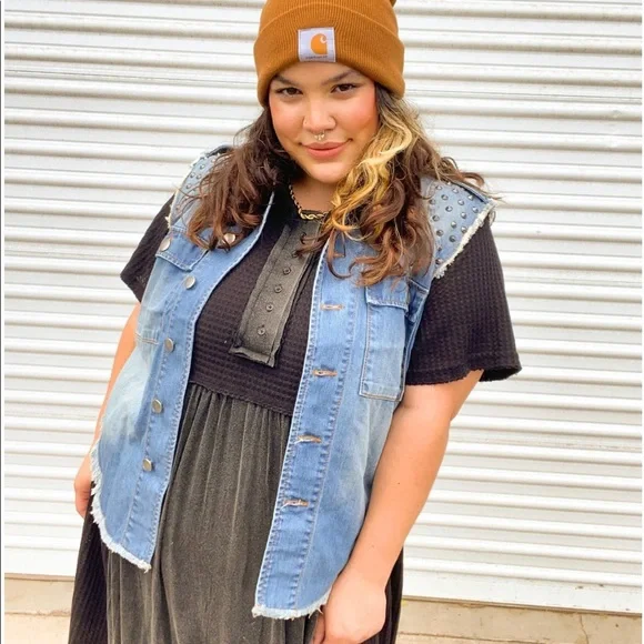 Set of two Distressed Denim Vests - Picture 3 of 6